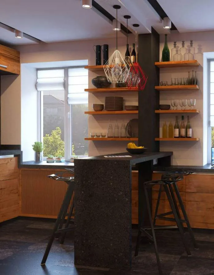 дизайн барной стойки в маленькой кухне