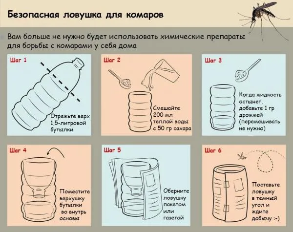 схема как сделать ловушку для комаров из пластиковой бутылки 