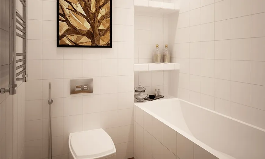 Маленькая ванная в скандинавском стиле с туалетом