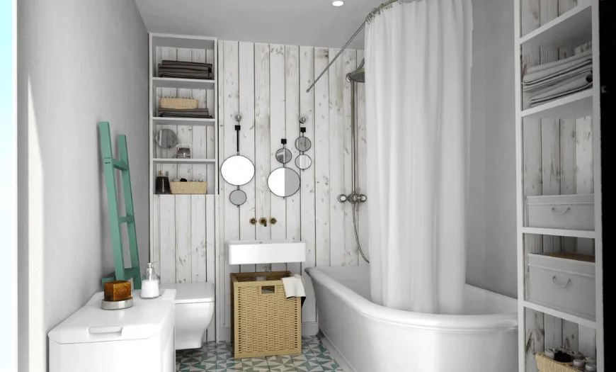 Маленькая ванная в скандинавском стиле фото интерьер