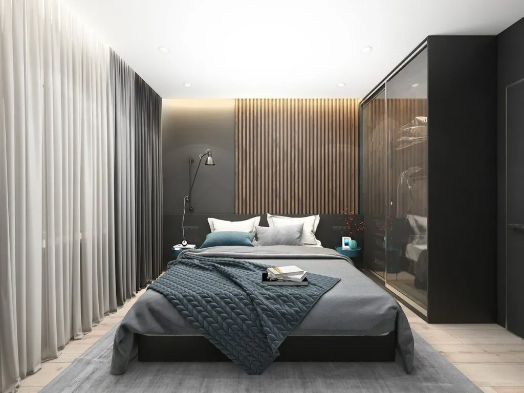 Дизайн спальни минимализм в темных тонах