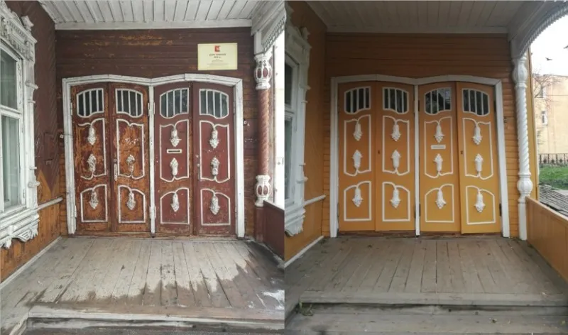 Двери до и после реставрации