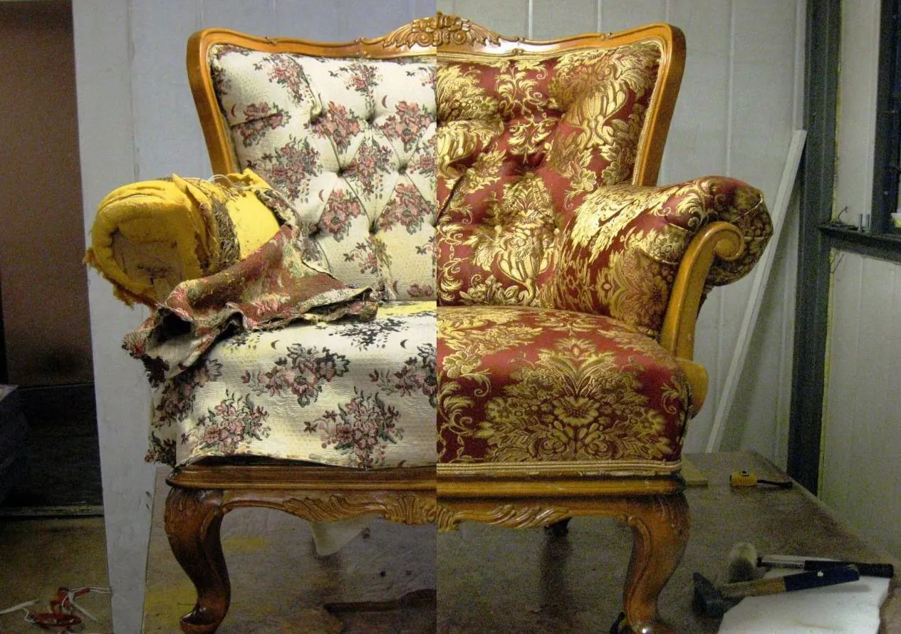 Декор обновленного кресла можно подобрать под любую стилистику помещения.