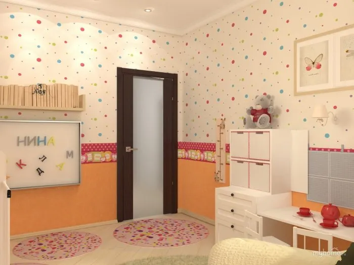 Двухцветные обои в детской комнате