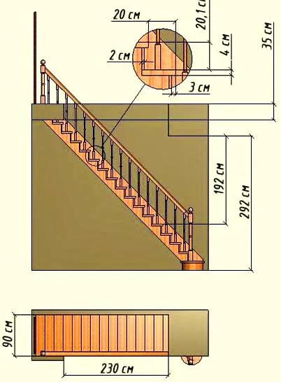 схема лестницы с размерами
