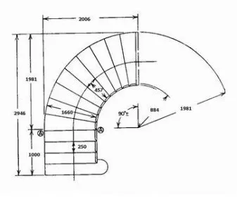 чертеж и схема устройства криволинейной лестницы