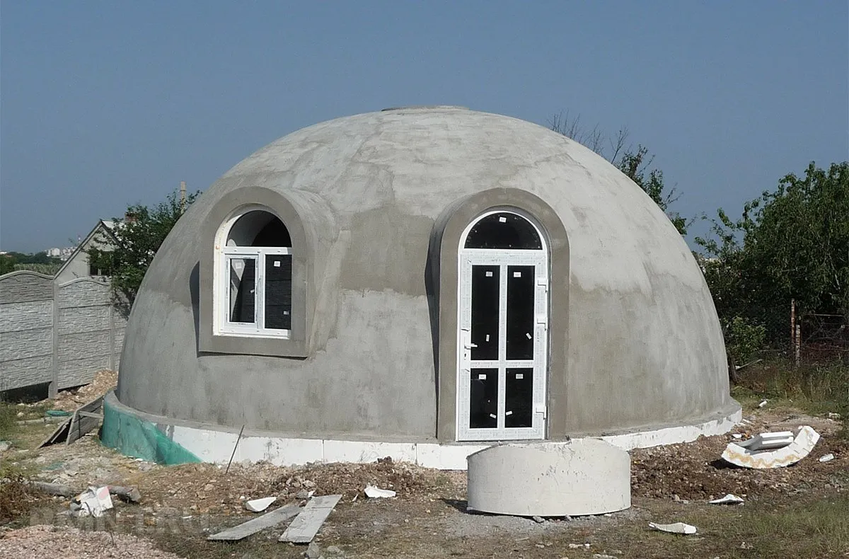 Штукатурка купольного дома из пенополистирола