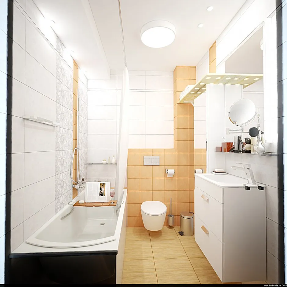 Бюджетный интерьер маленькой ванной комнаты