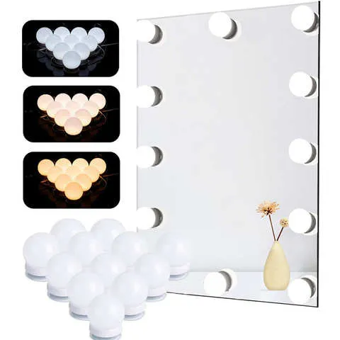Светодиодные лампы для зеркала для макияжа, приглушасветильник светильник для туалетного столика, ванной, USB, 12 В
