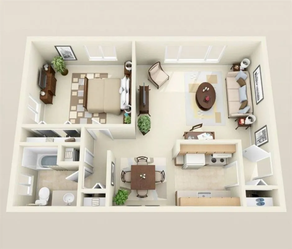 Планировка однокомнатной квартиры вид сверху