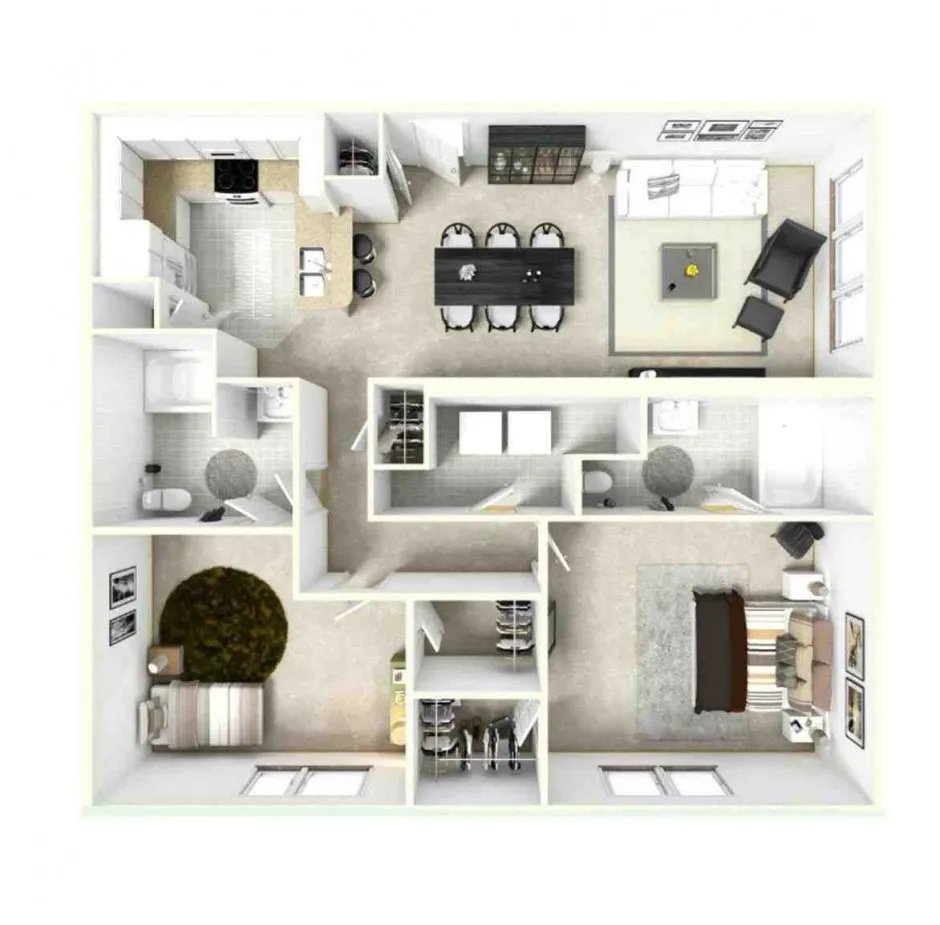 Планировка квартиры с мебелью вид сверху