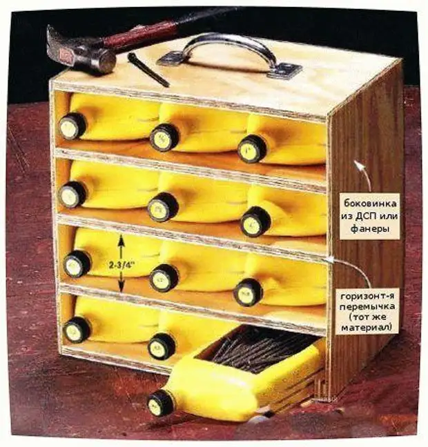 ящики для инструментов из пластиковых бутылок, фото с сайта secretdachi.ru