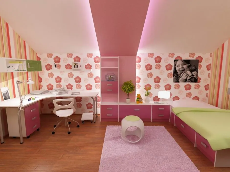 Комната для школьницы розовая